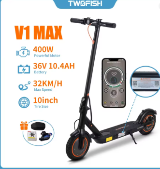 Preview: E-Scooter Twofish V1 400 Watt 10,4 Ah Lithiumakku 10 Zoll Bereifung